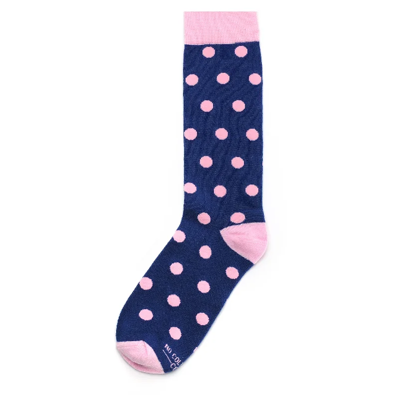 Navy Blue with Pink Polka Dot Socks