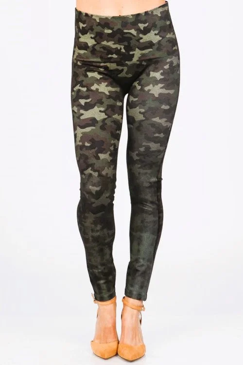 High Waisted Faded Camo Print Leggings