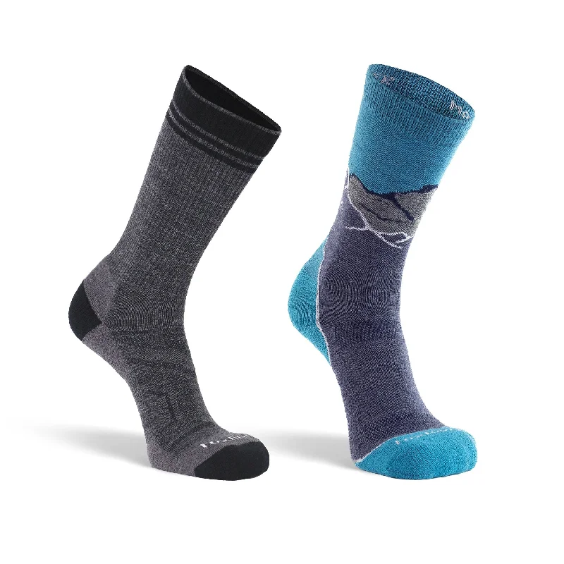 Men's Merino Wool Lightweight Crew Hiking Sock Bundle - 2 Pack