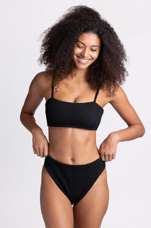 Hazel Smocked Bikini Bottom - Black