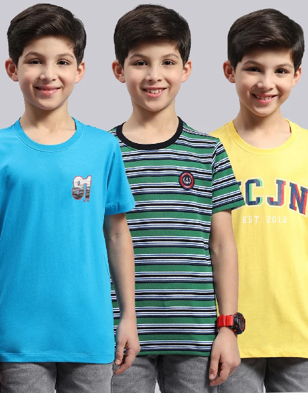 Boys Multi Color Printed Round Neck Half Sleeve T-Shirt