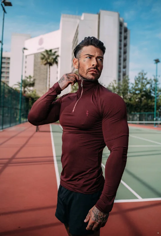 Father Sons Long Sleeve Burgundy Half Zip Gym Top - FSH733