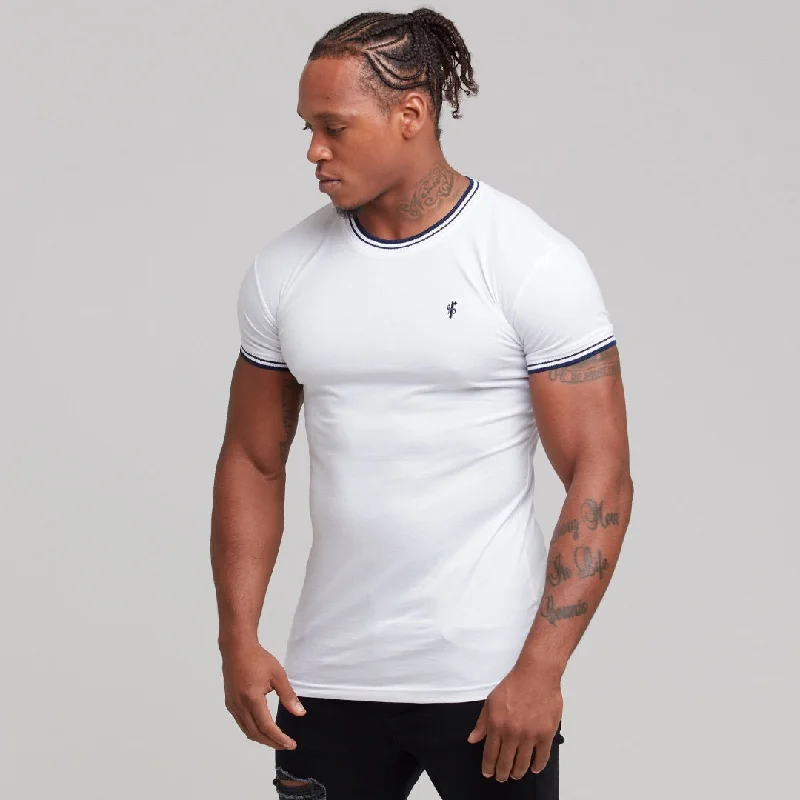 Father Sons White with Navy Contrast Crew - FSH264