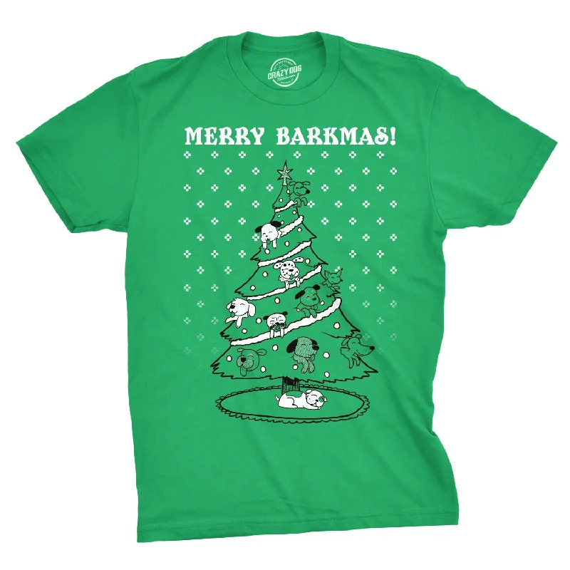 Merry Barkmas Dog Christmas Tree Men's T Shirt