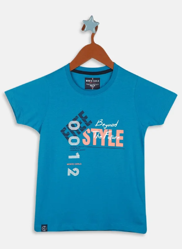 Boys Blue Printed T-Shirt