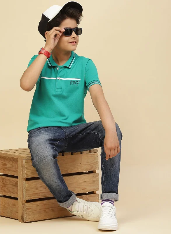 Boys Green Printed T-Shirt