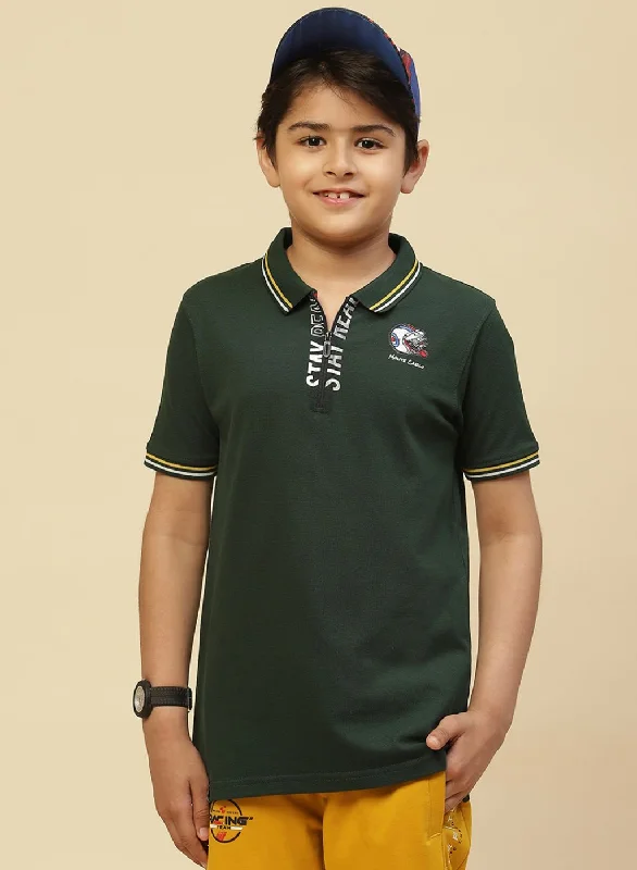 Boys Green Printed T-Shirt