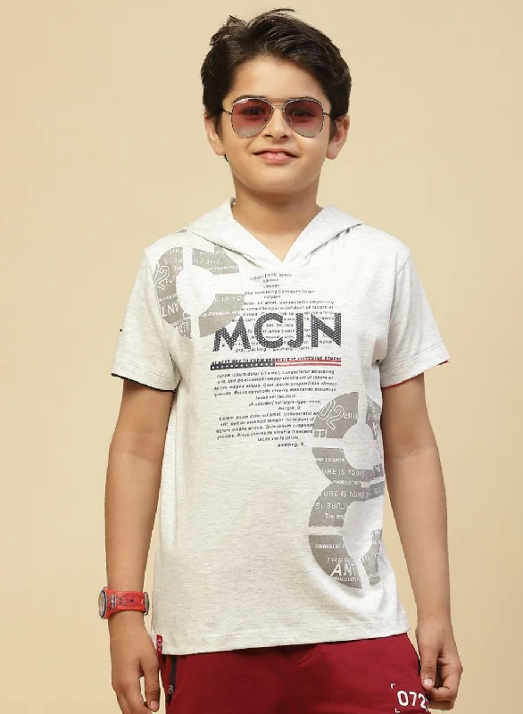 Boys Grey Printed T-Shirt