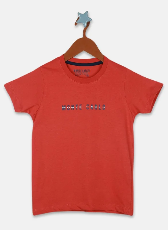 Boys Red Printed T-Shirt