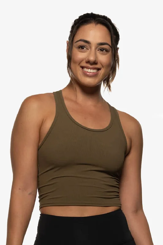 Rochelle Basic Crop Top - Khaki