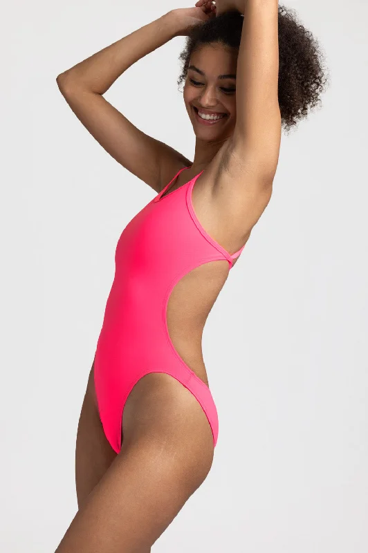 Roselyn Swim Onesie - Hot Pink