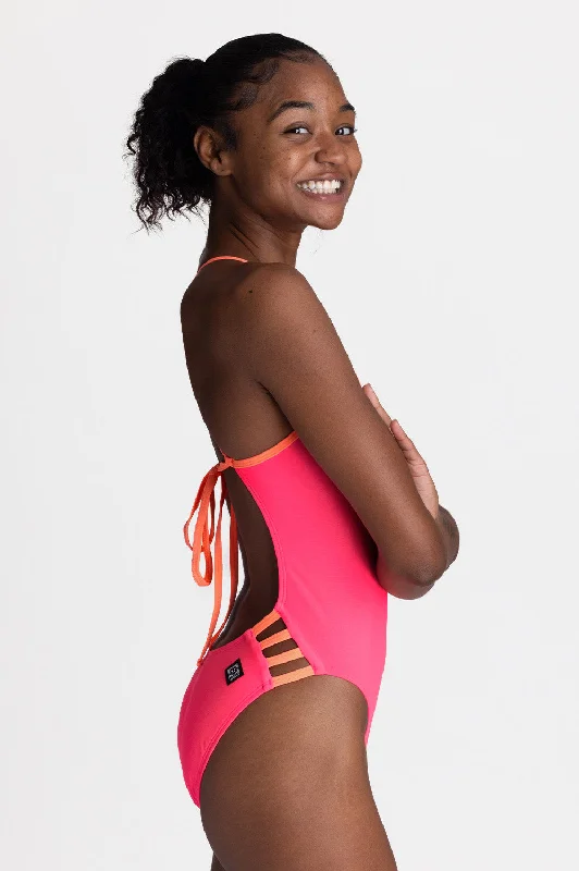 Gavin 2 Swim Onesie - Hot Pink Contrast