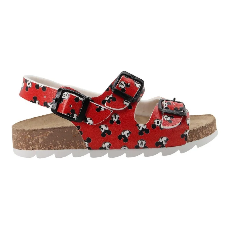 Red Mickey Print Sandals