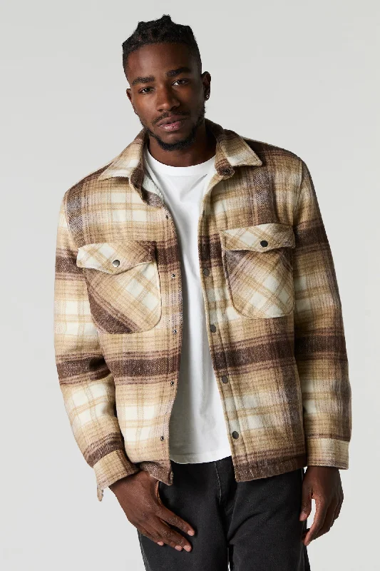 Sherpa Lined Plaid Flannel Shacket