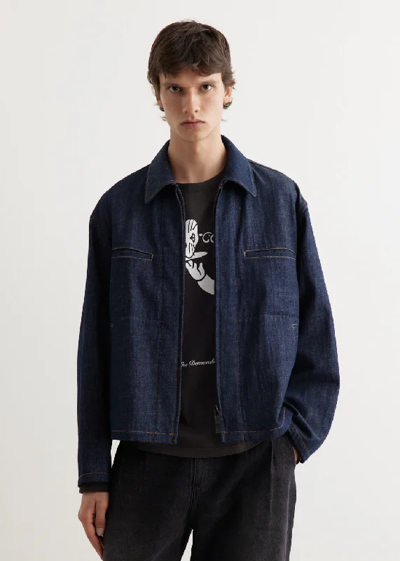 J-Colour Combination Stitch Denim Blouson