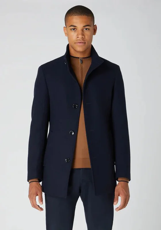 Remus Uomo Jonah Wool Rich Overcoat, Navy