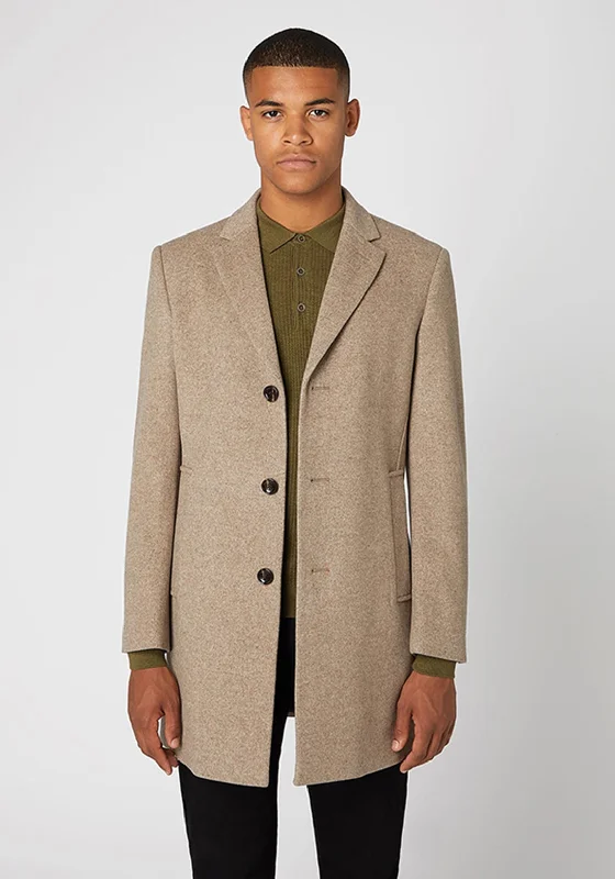 Remus Uomo Quinn Wool Rich Tailored Coat, Greige