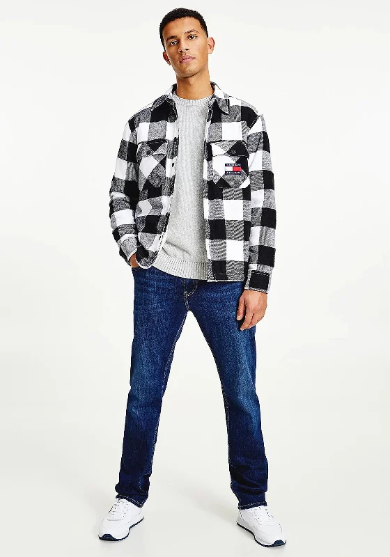 Tommy Jeans Sherpa Flannel Overshirt, Black & White