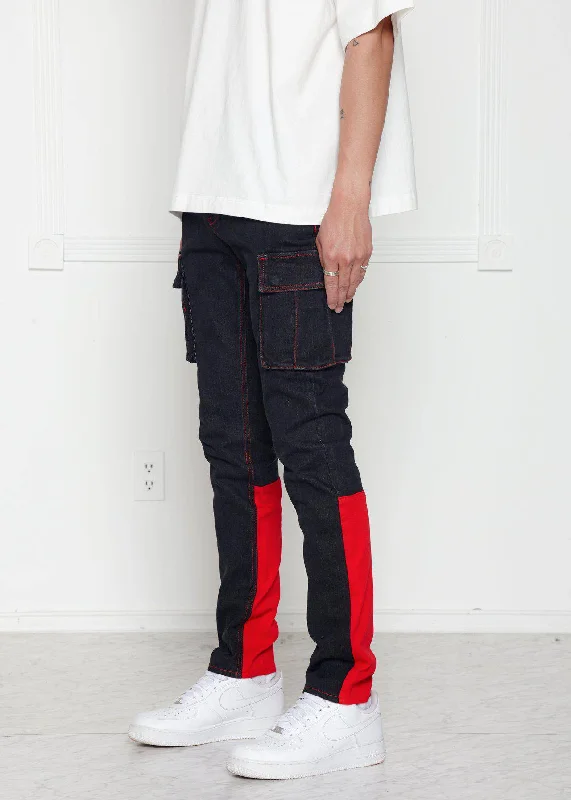 Blank State Men's Cargo Denim in Black/Red