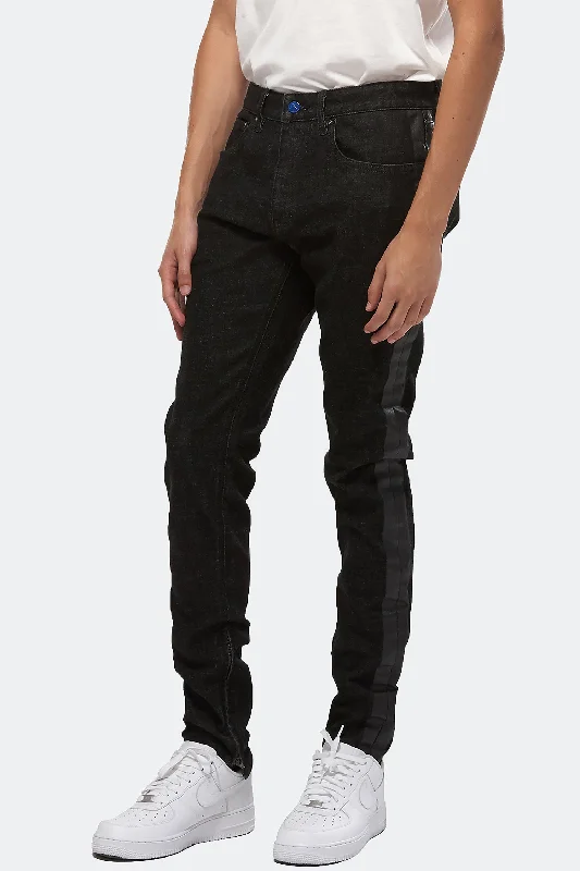 Konus Men's Black Denim With Print On Side Seams