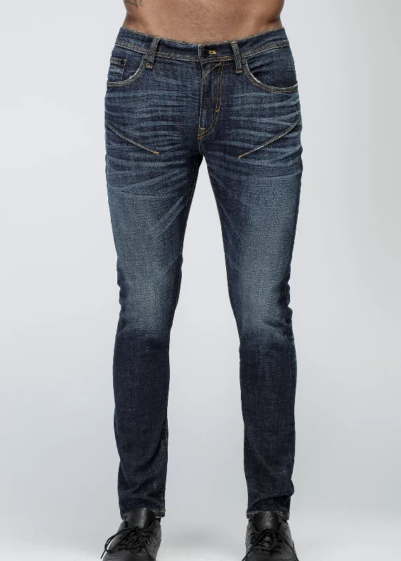 Konus Men's Skinny Jeans in Medium Wash in Dark Denim